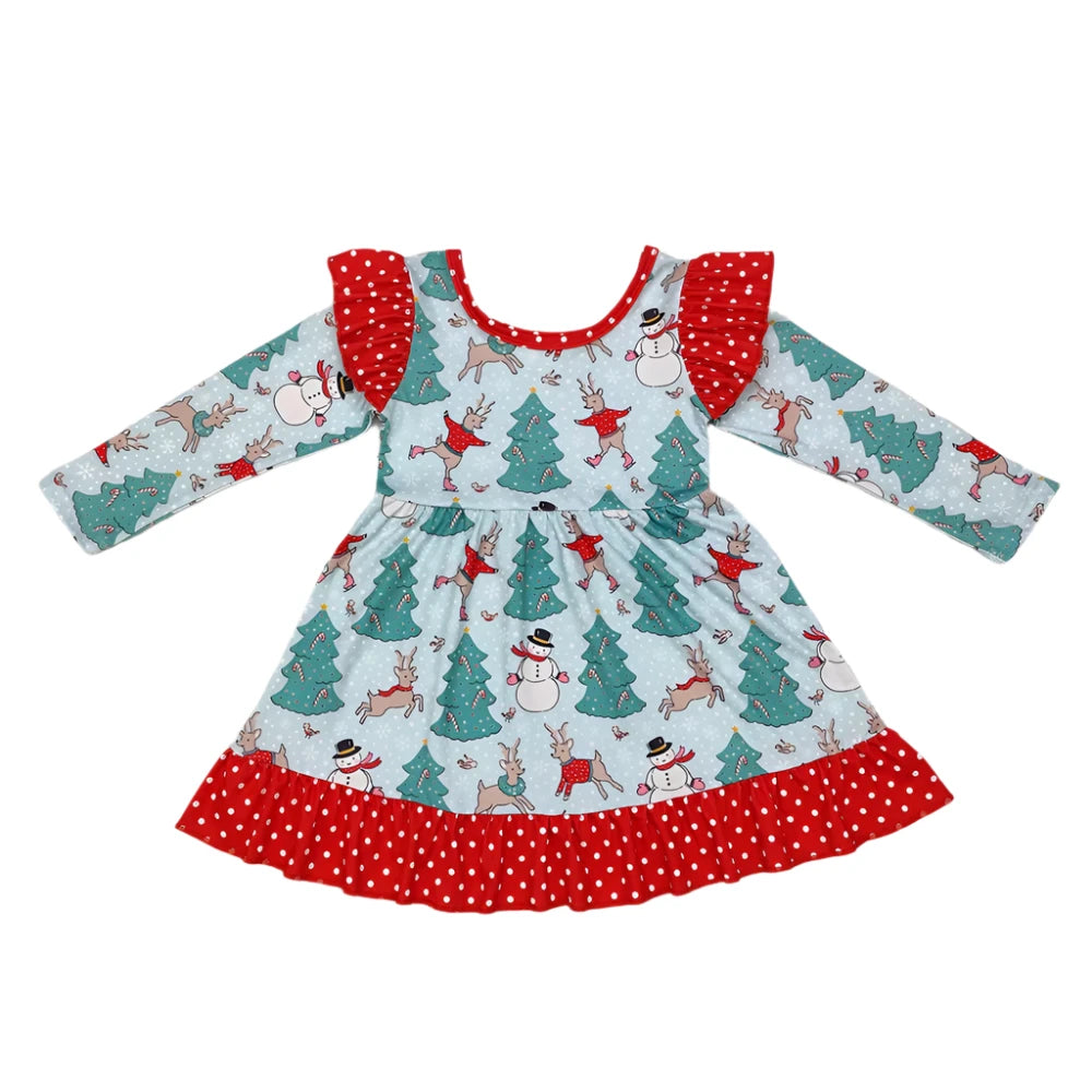 Vintage Snowman Reindeer Christmas Dress