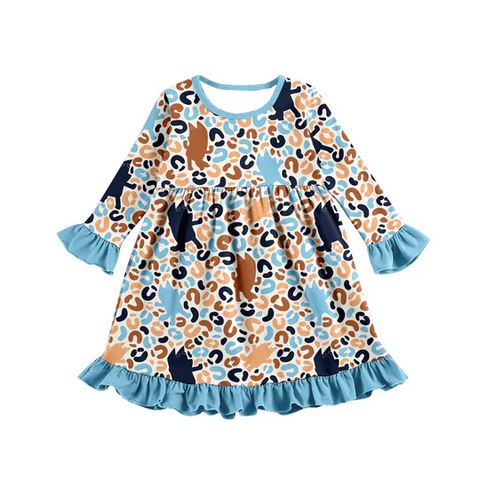 Favorite Blue Dog Leopard Silhouette Dress