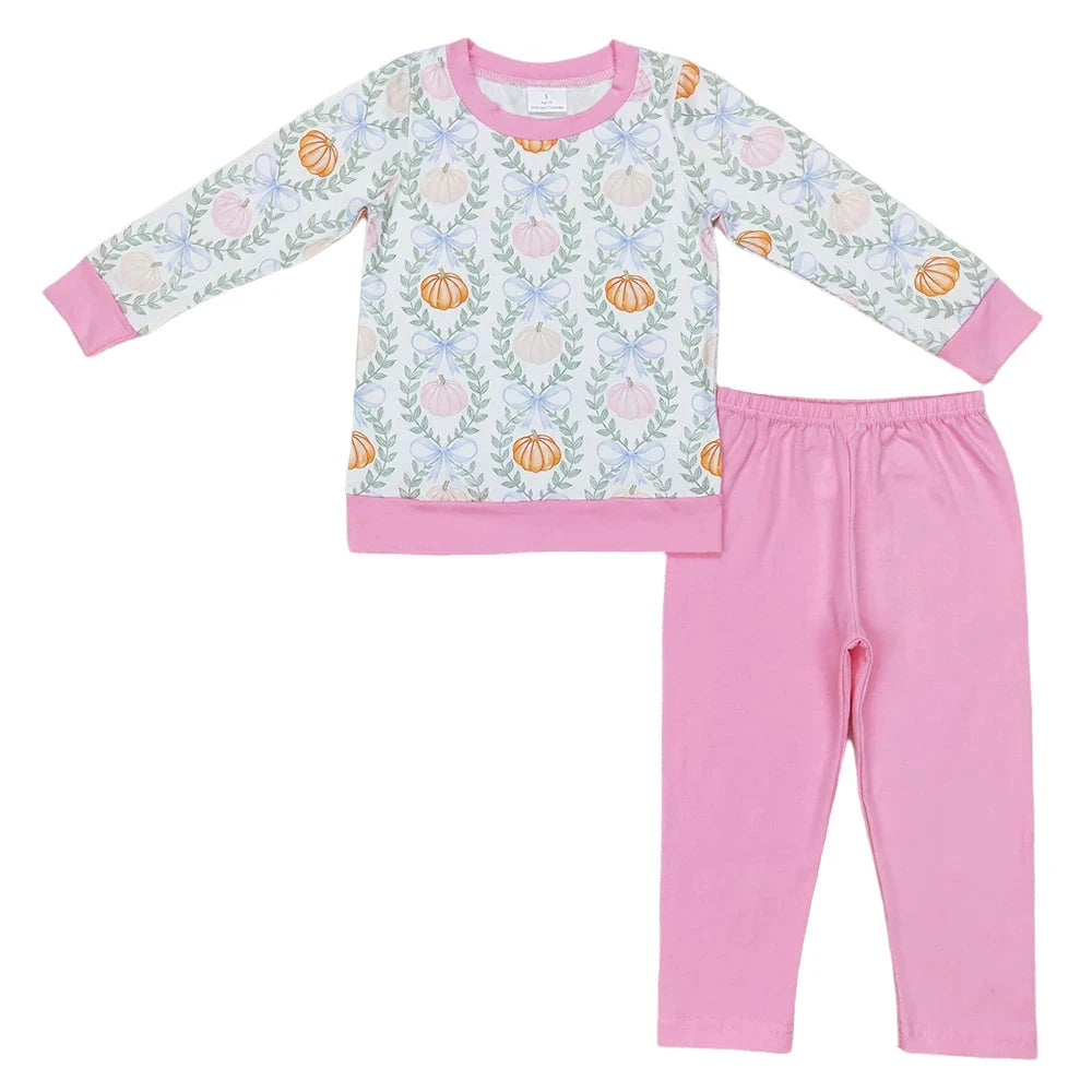 Pumpkin & Bow Pants Set